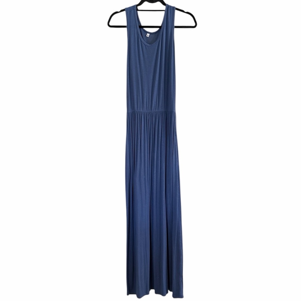 Womens Blue Sleeveless Comfy‎ Casual Summer Maxi Pockets Dress Medium